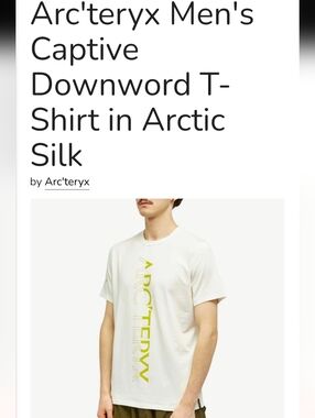 NWOT Arc'teryx Men's Captive Downword T- Shirt in Arctic Silk Sz XL